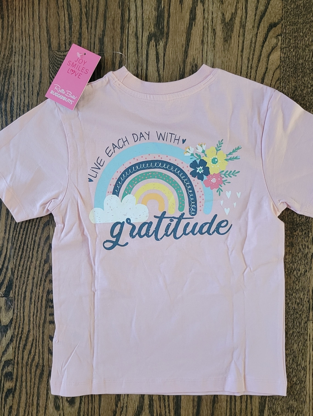 NWT Rufflebutts Toddler Girl 4T/5 Gratitude Rainbow Signature Tee Shirt